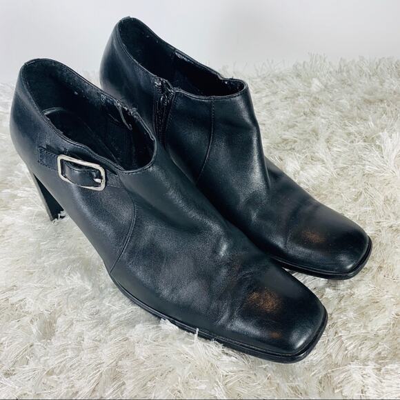90s Black Square Toe Bootie Sz 8 Apostrophe Brand - Picture 5 of 10